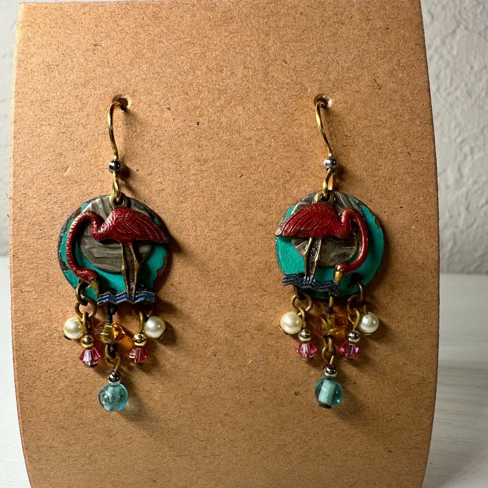 Flamingo BOHO Metallic Earrings